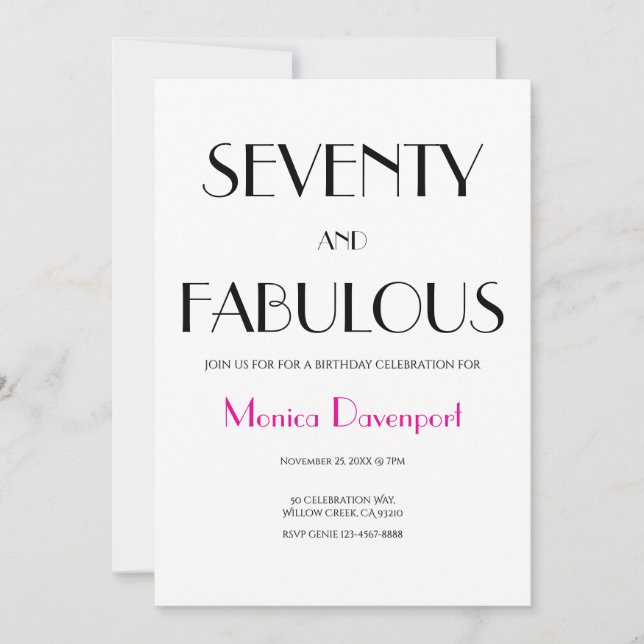 70 and Fabulous | 70 Birthday Party Invitation (Front)