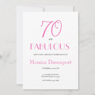 70 and Fabulous 70th Birthday Party  Invitation