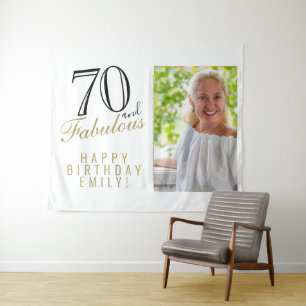 70 and Fabulous 70th Birthday Photo Backdrop Tapestry