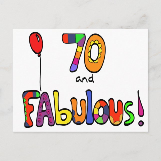 70 and Fabulous 70th Birthday Postcard (Front)