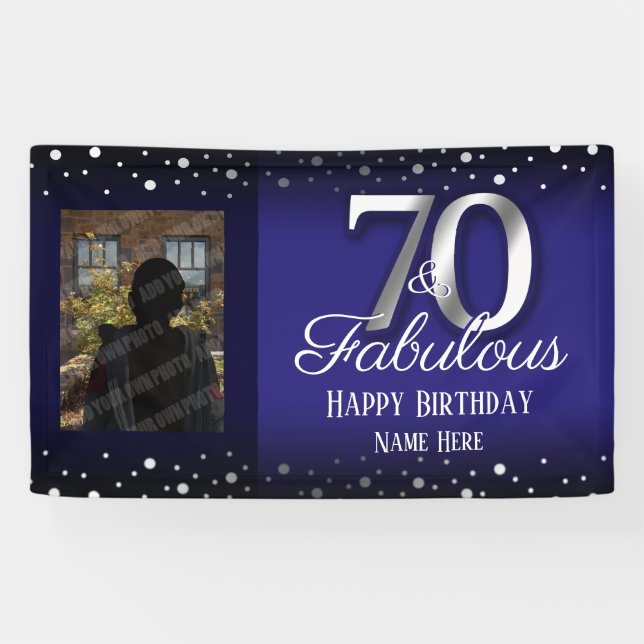 70 and Fabulous Birthday Confetti Photo Banner (Horizontal)