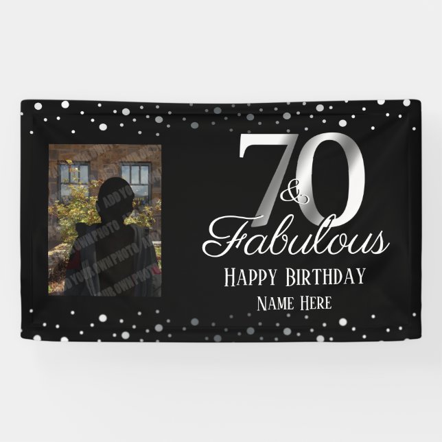 70 and Fabulous Birthday Confetti Photo Banner (Horizontal)