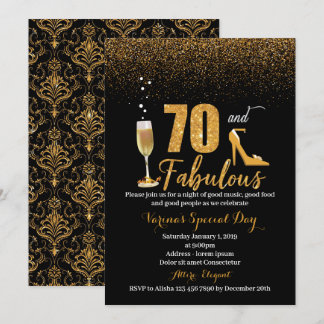 70 and Fabulous Birthday Invitation for Women