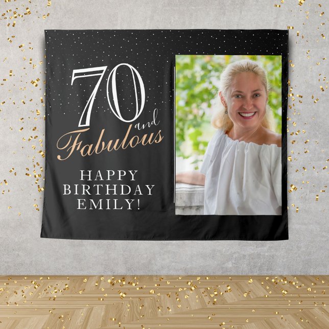 70 and Fabulous Black 70th Birthday Photo Backdrop Tapestry (Creator Uploaded)