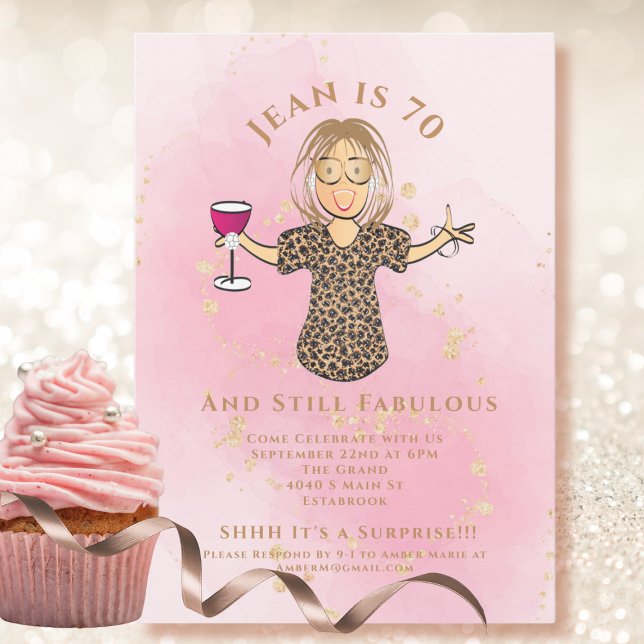 70 and Fabulous Blush Gold Funny 70th Birthday Invitation (Creator Uploaded)