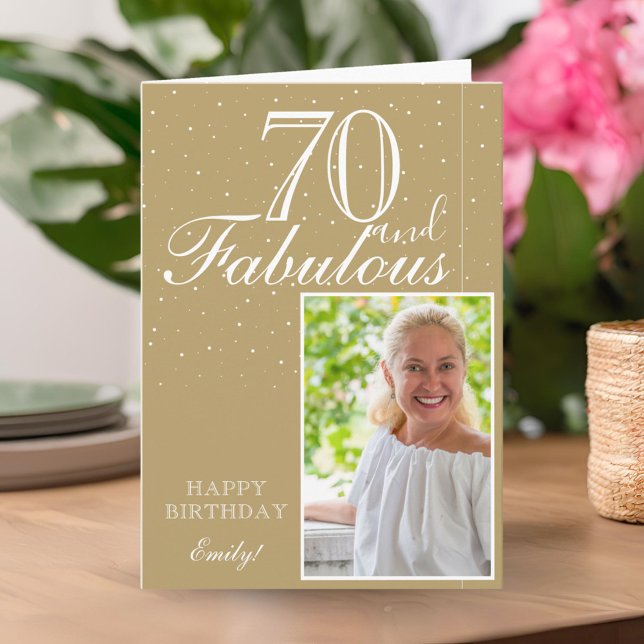 70 and Fabulous Elegant 70th Birthday Photo  Card (Creator Uploaded)