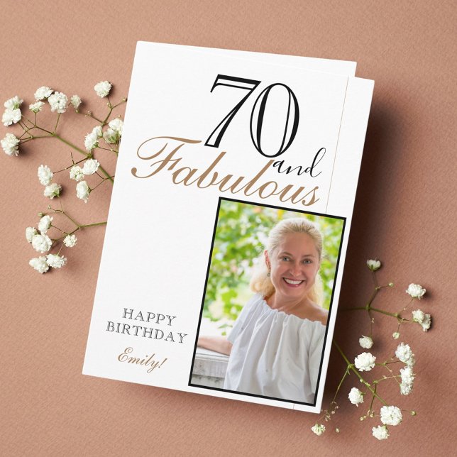 70 and Fabulous Elegant 70th Birthday Photo  Card (Creator Uploaded)