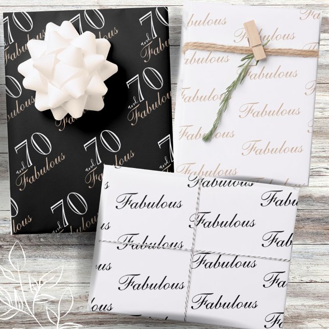 70 and Fabulous Elegant Black 70th Birthday Wrapping Paper Sheet (Creator Uploaded)