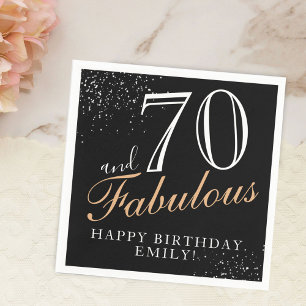 70 and Fabulous Elegant Black Script 70th Birthday Napkin