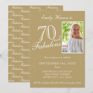 70 and Fabulous Elegant Photo Birthday Invitation
