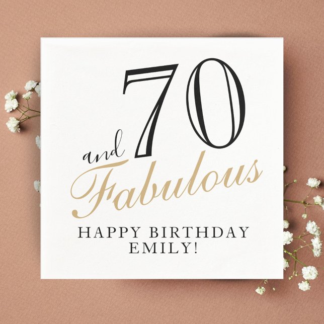 70 and Fabulous Elegant Script 70th Birthday Napkin (Creator Uploaded)