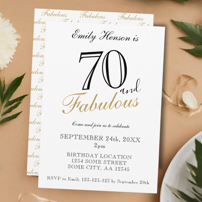 70 and Fabulous Elegant Script Birthday  Invitation (Creator Uploaded)