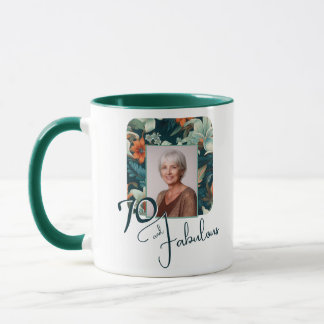 70 and Fabulous Flower Pattern Birthday Photo Mug