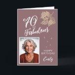 70 and Fabulous Foliage 70th Birthday Photo  Card<br><div class="desc">70 and Fabulous Foliage 70th Birthday Photo Card. Text "70 and fabulous",  "Happy birthday" is in trendy script. Add your name and photo. The card has a beautiful gold foliage.</div>