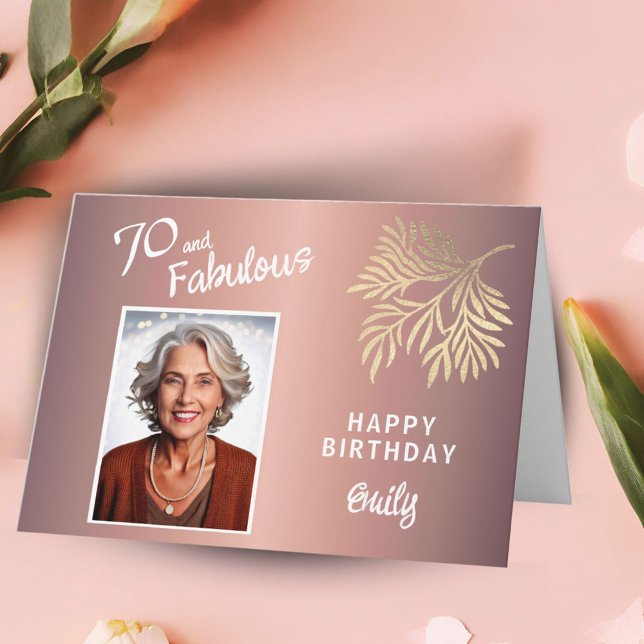 70 and Fabulous Foliage 70th Birthday Photo Card (Creator Uploaded)