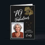 70 and Fabulous Foliage 70th Birthday Photo Card<br><div class="desc">70 and Fabulous Foliage 70th Birthday Photo Card. Text "70 and fabulous",  "Happy birthday" in a trendy script. Add your name and photo. The card has a beautiful gold foliage on a black background.</div>