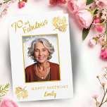 70 and Fabulous Gold Foliage 70th Birthday Card<br><div class="desc">70 and Fabulous Gold Foliage 70th Birthday card. The design has a beautiful golden foliage in the corners. Add your name,  age and text inside the card.</div>