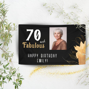 70 and Fabulous Gold Foliage 70th Birthday Photo Banner