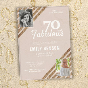 70 and Fabulous Gold Glitter 2 Photo 70th Birthday Acrylic Invitations