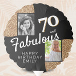 70 and Fabulous Gold Glitter 2 Photo 70th Birthday Balloon<br><div class="desc">70 and Fabulous Gold Glitter 2 Photo 70th Birthday Party Balloon. This balloon is perfect for adding a touch of glamour to your birthday celebrations. The balloon features a stunning gold glitter design with the number 70. It's a fun and practical accessory that will help you celebrate your milestone birthday...</div>