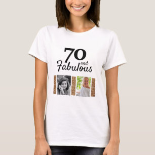 70 and Fabulous Gold Glitter 2 Photo 70th Birthday T-Shirt