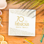 70 and Fabulous Gold Glitter 70th Birthday Napkin<br><div class="desc">70 and Fabulous Gold Glitter 70th Birthday Party Napkins. Modern and elegant birthday napkins with trendy typography and faux gold glitter dots. The design has a custom name. Make personalised 70th birthday napkins for her.</div>