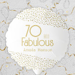 70 and Fabulous Gold Glitter 70th Birthday Party  Balloon<br><div class="desc">70 and Fabulous Gold Glitter 70th Birthday Party Balloon. Modern and elegant birthday sticker with trendy typography and faux gold glitter spots. The design has a custom name. Make personalised 70th birthday balloon for her.</div>