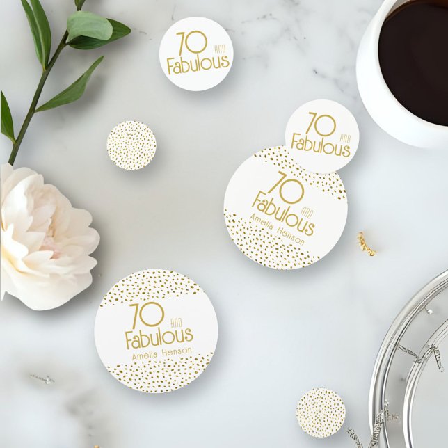 70 and Fabulous Gold Glitter 70th Birthday Party  Confetti (Creator Uploaded)