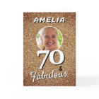 70 and Fabulous Gold Glitter Photo 70th Birthday