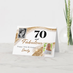 70 and Fabulous Gold Glitter Photo 70th Birthday Card