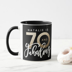 70 and fabulous gold metallic birthday mug