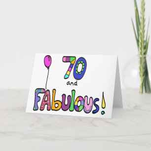 70 and Fabulous, Happy 70th Birthday, Balloon Card