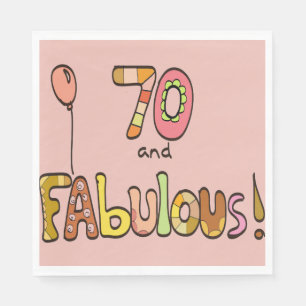 70 and Fabulous, Happy 70th Birthday, Balloon Napkin