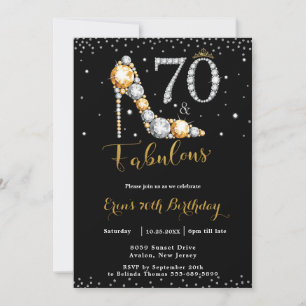 70 and Fabulous High Heel Diamonds 70th Birthday Invitation