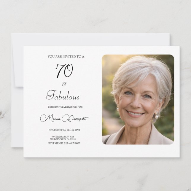 70 and Fabulous  Photo 70th Birthday Party Invitation (Front)