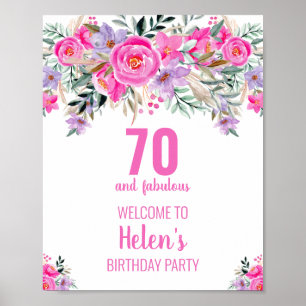 70 and fabulous pink elegant birthday party poste poster