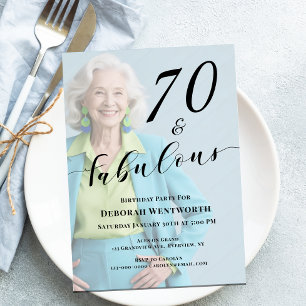 70 and Fabulous Sixtieth Birthday Photo Script Inv Invitation