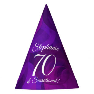 70 and Sensational Elegant Purple Birthday Party Hat