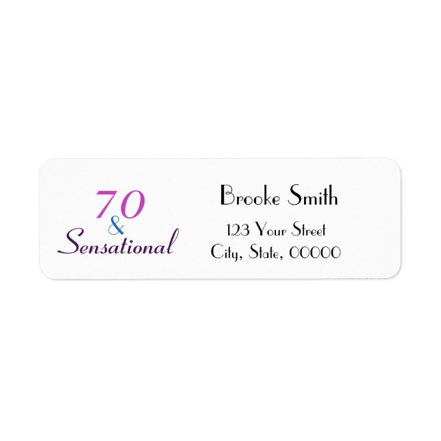 70 and Sensational Personalise Return Address Label (Front)