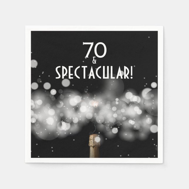 70 and Spectacular Champagne Party Napkins (Front)