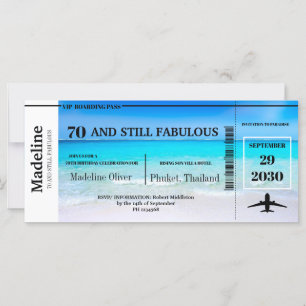 70 and Still Fabulous Boarding Pass Birthday