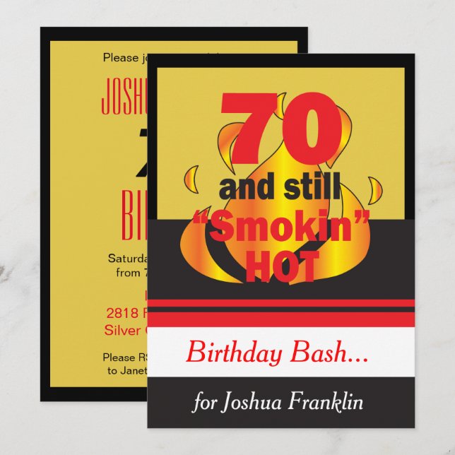 70 and Still Smokin Hot | 70th Birthday Invitation (Front/Back)