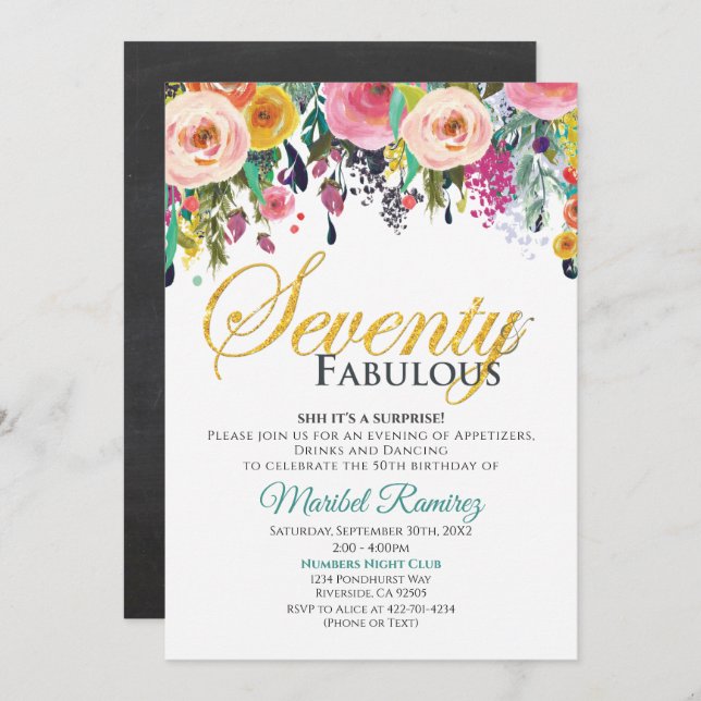 70 Anniversary Fabulous Invitation (Front/Back)