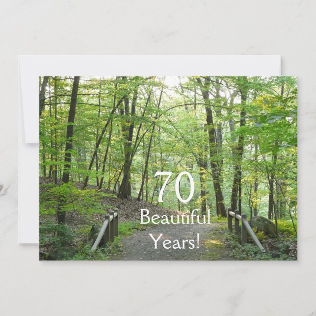 70 Beautiful Years!-Birthday+Forest Bridge Invitation (Front)