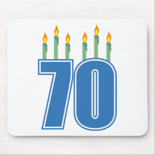 70 Birthday Candles (Blue / Green) Mouse Pad