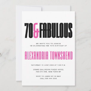 70 & Fabulous Bold Modern Typography 70th Birthday Invitation