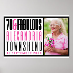 70 & Fabulous Bold Typography Photo 70th Birthday Poster