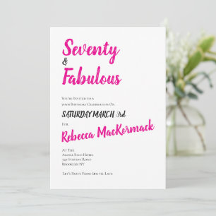 70 & Fabulous Elegant 70th Birthday Party Invitation