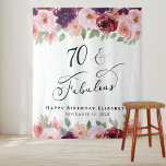 70 Fabulous Floral Watercolor 70th Birthday Party Tapestry<br><div class="desc">Elegant and chic personalised 70th birthday party tapestry photo booth backdrop with watercolor burgundy and blush pink florals and "70 & Fabulous" written in stylish script. You can customise with her name and birthday date</div>