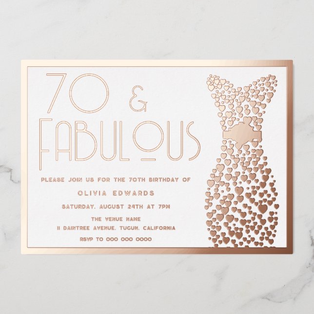 70 & Fabulous Gold Gown Retro 70th Birthday (Front)